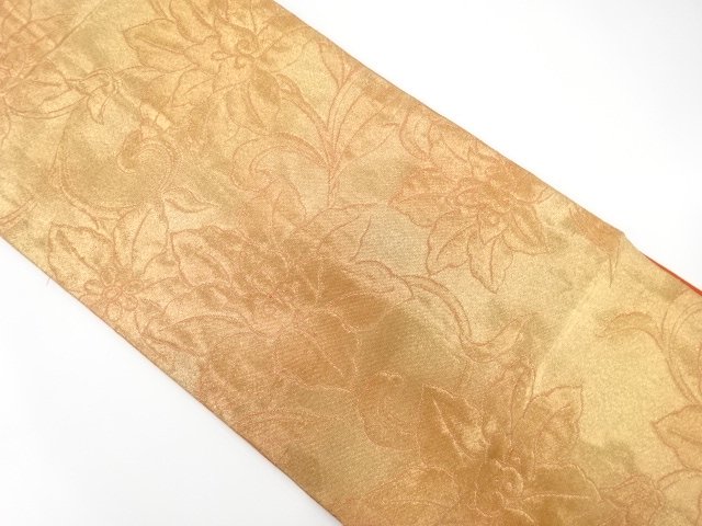 アンティーク　唐花模様織り出し名古屋帯（着用可）